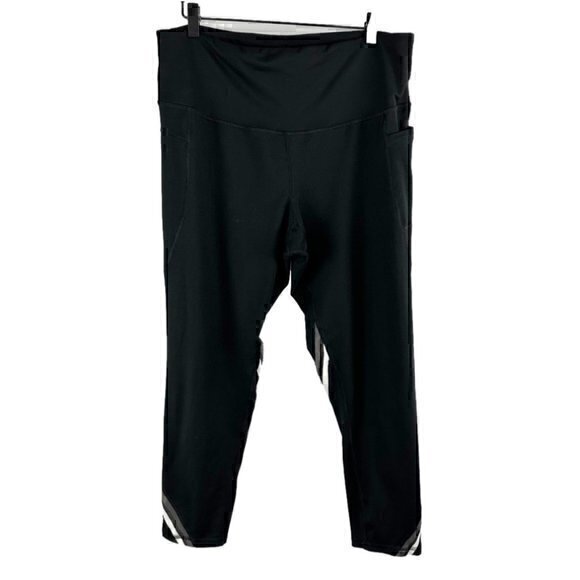 Champion Stripe Mesh Activewear Athleisure Stretch Leggings Black White Size XXL - Picture 1 of 10